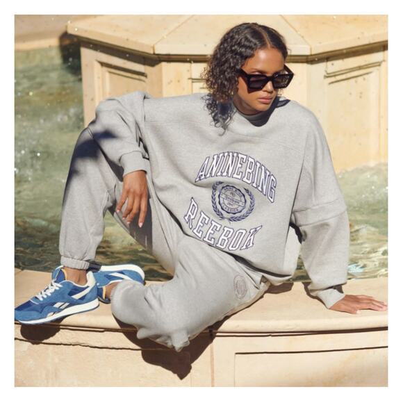 Anine Bing x Reebok Oversized  Crewneck Sweatshirt Large - Picture 2 of 9